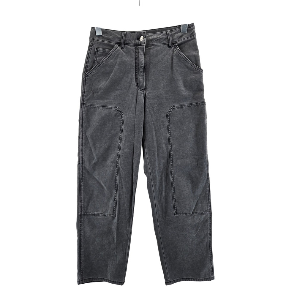 Aritzia Wilfred Free Brennan Utility Pants Washed Charcoal Gray Double Knee 4